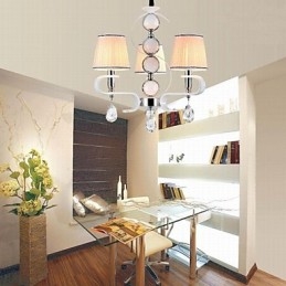 Stof lysekrone 3 lys høj kvalitet lampe hvid jade sølv ring