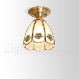 Pure Brass Rustic Lodge Nordic Style Flush Mount Loftslampe med glasskærm