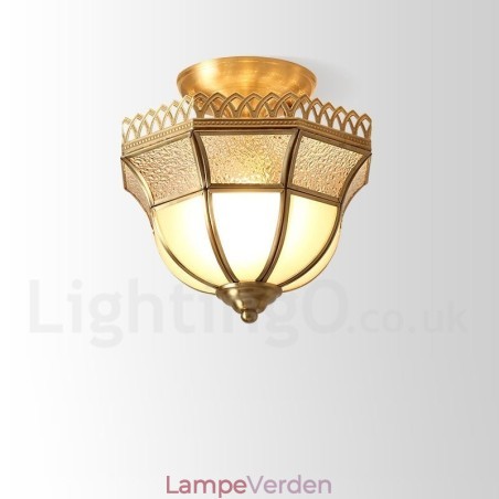 Pure Brass Rustic Lodge Nordic Style Flush Mount Loftslampe med glasskærm Pure Brass Rustic Lodge Nordic Style Flush Mount Loftslampe med glasskærm