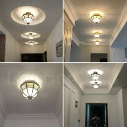 Pure Brass Rustic Lodge Nordic Style Flush Mount Loftslampe med glasskærm