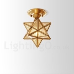 Pure Brass Rustic Lodge Nordic Style Flush Mount Loftslampe med glasskærm