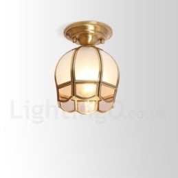 Pure Brass Rustic Lodge Nordic Style Flush Mount Loftslampe med glasskærm