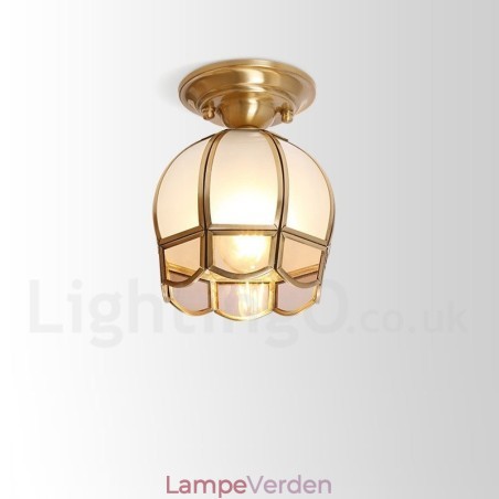 Pure Brass Rustic Lodge Nordic Style Flush Mount Loftslampe med glasskærm Pure Brass Rustic Lodge Nordic Style Flush Mount Loftslampe med glasskærm