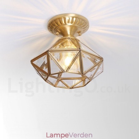 Pure Brass Rustic Lodge Nordic Style Flush Mount Loftslampe med glasskærm Pure Brass Rustic Lodge Nordic Style Flush Mount Loftslampe med glasskærm