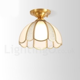 Pure Brass Rustic Lodge Nordic Style Flush Mount Loftslampe med glasskærm