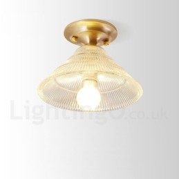 Pure Brass Rustic Lodge Nordic Style Flush Mount Loftslampe med glasskærm