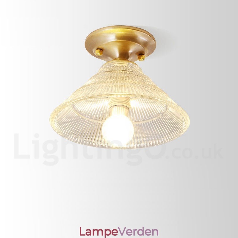 Pure Brass Rustic Lodge Nordic Style Flush Mount Loftslampe med glasskærm