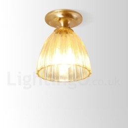 Pure Brass Rustic Lodge Nordic Style Flush Mount Loftslampe med glasskærm