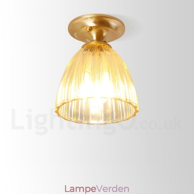 Pure Brass Rustic Lodge Nordic Style Flush Mount Loftslampe med glasskærm