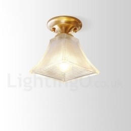 Pure Brass Rustic Lodge Nordic Style Flush Mount Loftslampe med glasskærm