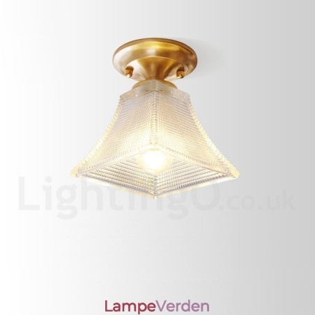 Pure Brass Rustic Lodge Nordic Style Flush Mount Loftslampe med glasskærm Pure Brass Rustic Lodge Nordic Style Flush Mount Loftslampe med glasskærm