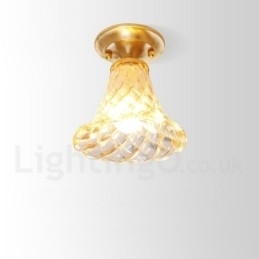 Pure Brass Rustic Lodge Nordic Style Flush Mount Loftslampe med glasskærm