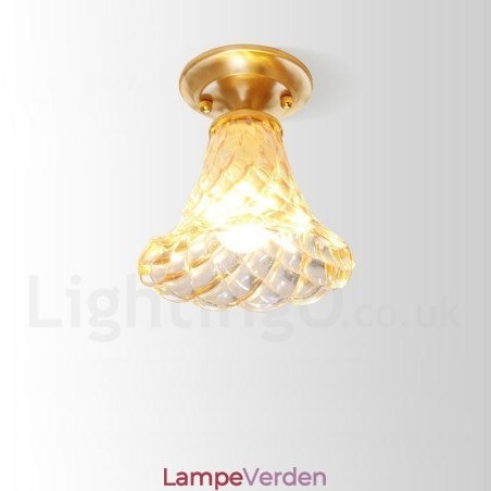 Pure Brass Rustic Lodge Nordic Style Flush Mount Loftslampe med glasskærm Pure Brass Rustic Lodge Nordic Style Flush Mount Loftslampe med glasskærm