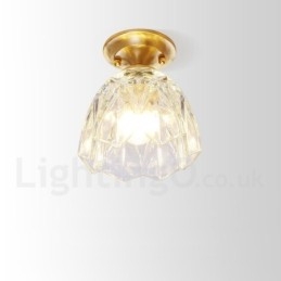 Pure Brass Rustic Lodge Nordic Style Flush Mount Loftslampe med glasskærm