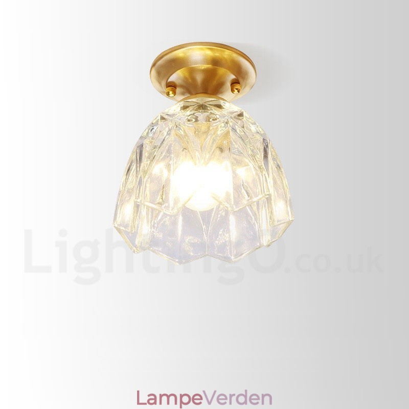 Pure Brass Rustic Lodge Nordic Style Flush Mount Loftslampe med glasskærm