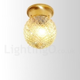 Pure Brass Rustic Lodge Nordic Style Flush Mount Loftslampe med glasskærm
