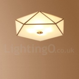 Pure Brass Rustic Lodge Nordic Style Flush Mount Loftslampe med glasskærm