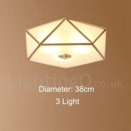 Pure Brass Rustic Lodge Nordic Style Flush Mount Loftslampe med glasskærm