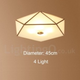 Pure Brass Rustic Lodge Nordic Style Flush Mount Loftslampe med glasskærm