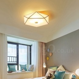 Pure Brass Rustic Lodge Nordic Style Flush Mount Loftslampe med glasskærm