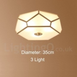 Pure Brass Rustic Lodge Nordic Style Flush Mount Loftslampe med glasskærm