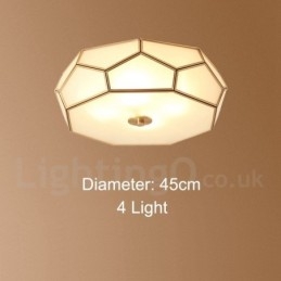 Pure Brass Rustic Lodge Nordic Style Flush Mount Loftslampe med glasskærm