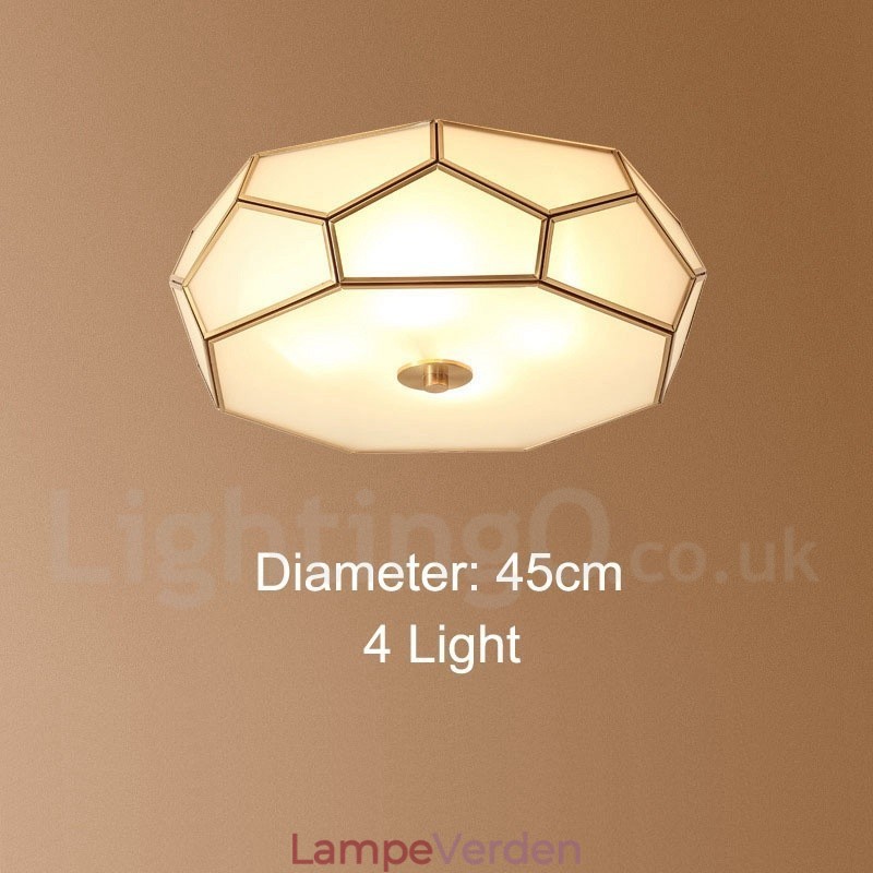 Pure Brass Rustic Lodge Nordic Style Flush Mount Loftslampe med glasskærm