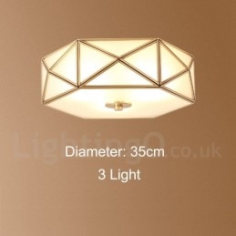 Pure Brass Rustic Lodge Nordic Style Flush Mount Loftslampe med glasskærm