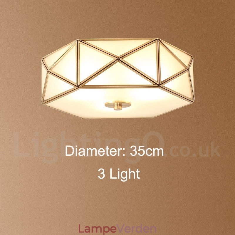 Pure Brass Rustic Lodge Nordic Style Flush Mount Loftslampe med glasskærm
