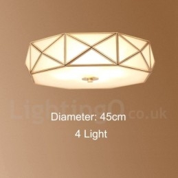 Pure Brass Rustic Lodge Nordic Style Flush Mount Loftslampe med glasskærm