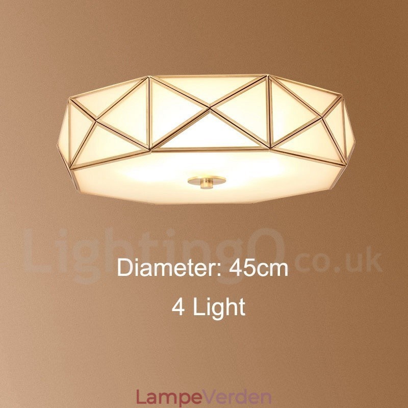 Pure Brass Rustic Lodge Nordic Style Flush Mount Loftslampe med glasskærm