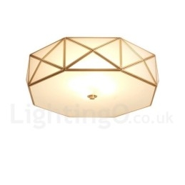 Pure Brass Rustic Lodge Nordic Style Flush Mount Loftslampe med glasskærm