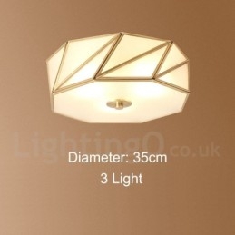Pure Brass Rustic Lodge Nordic Style Flush Mount Loftslampe med glasskærm