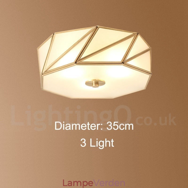Pure Brass Rustic Lodge Nordic Style Flush Mount Loftslampe med glasskærm