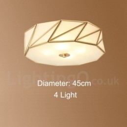 Pure Brass Rustic Lodge Nordic Style Flush Mount Loftslampe med glasskærm