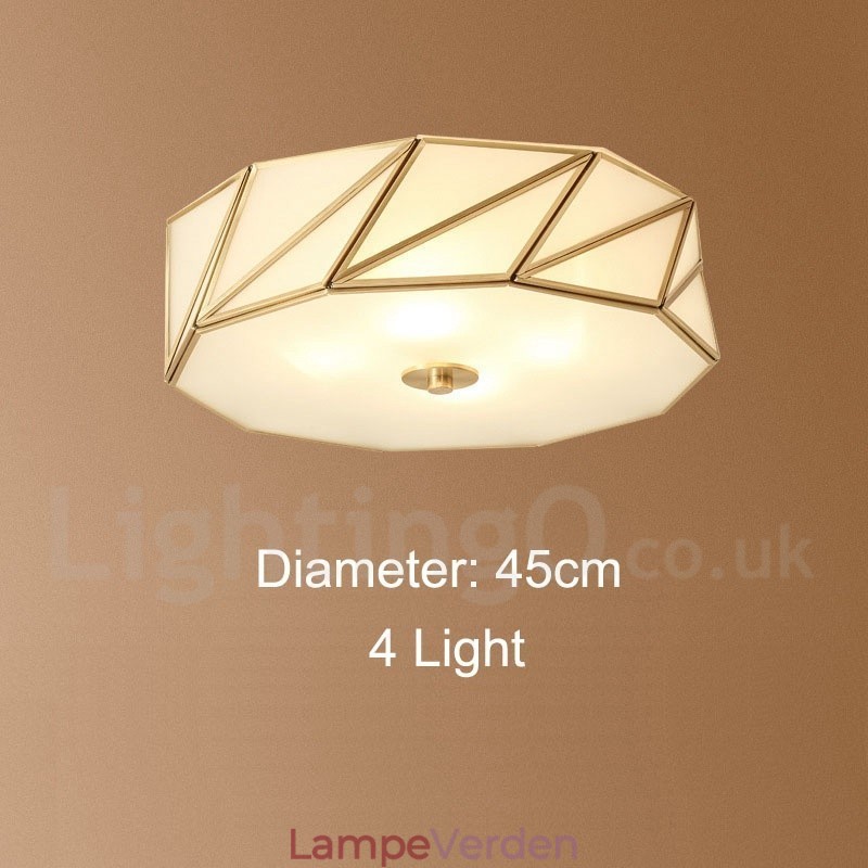 Pure Brass Rustic Lodge Nordic Style Flush Mount Loftslampe med glasskærm