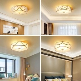 Pure Brass Rustic Lodge Nordic Style Flush Mount Loftslampe med glasskærm
