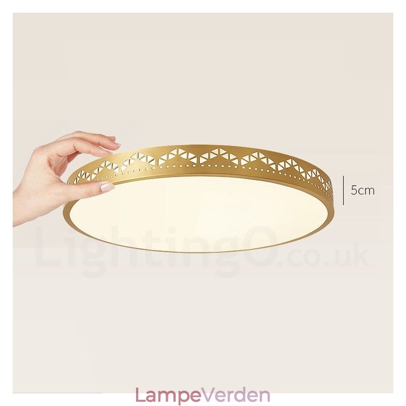 Rund ren messing moderne moderne nordisk stil flush-mount loftslampe med akrylskærm