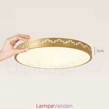 Rund ren messing moderne moderne nordisk stil flush-mount loftslampe med akrylskærm Rund ren messing moderne moderne nordisk stil flush-mount loftslampe med akrylskærm