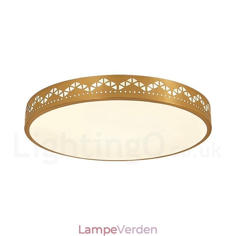 Rund ren messing moderne moderne nordisk stil flush-mount loftslampe med akrylskærm