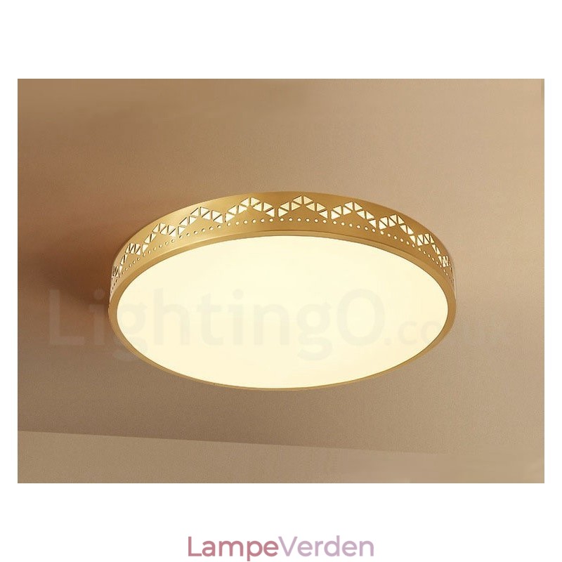Rund ren messing moderne moderne nordisk stil flush-mount loftslampe med akrylskærm