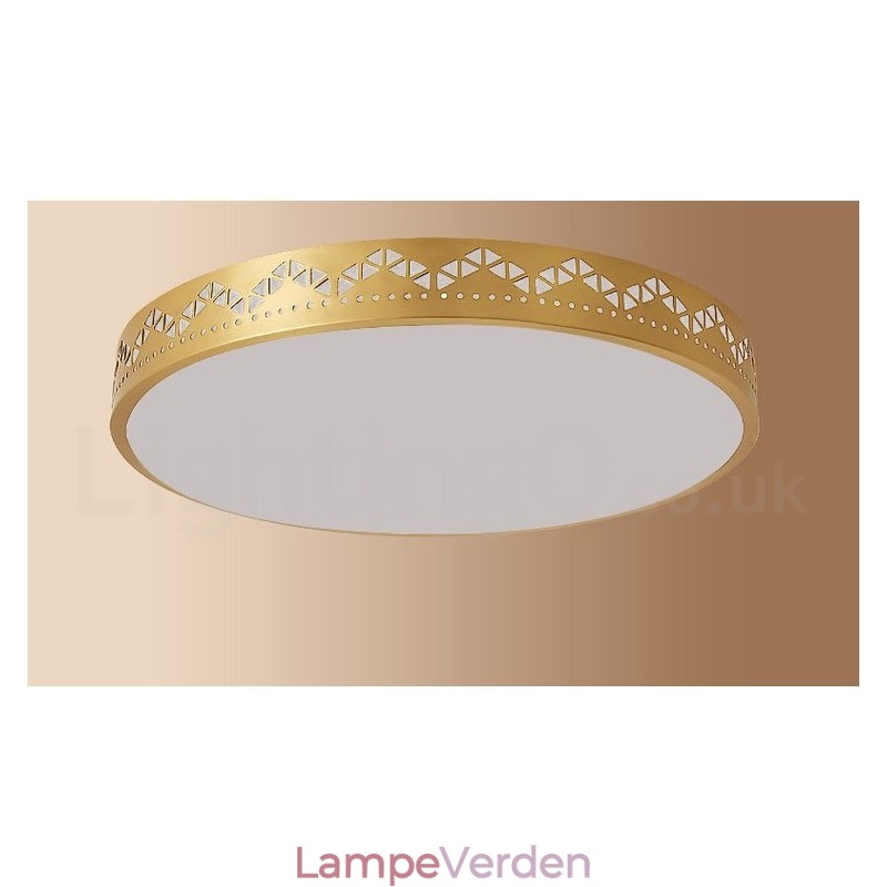 Rund ren messing moderne moderne nordisk stil flush-mount loftslampe med akrylskærm