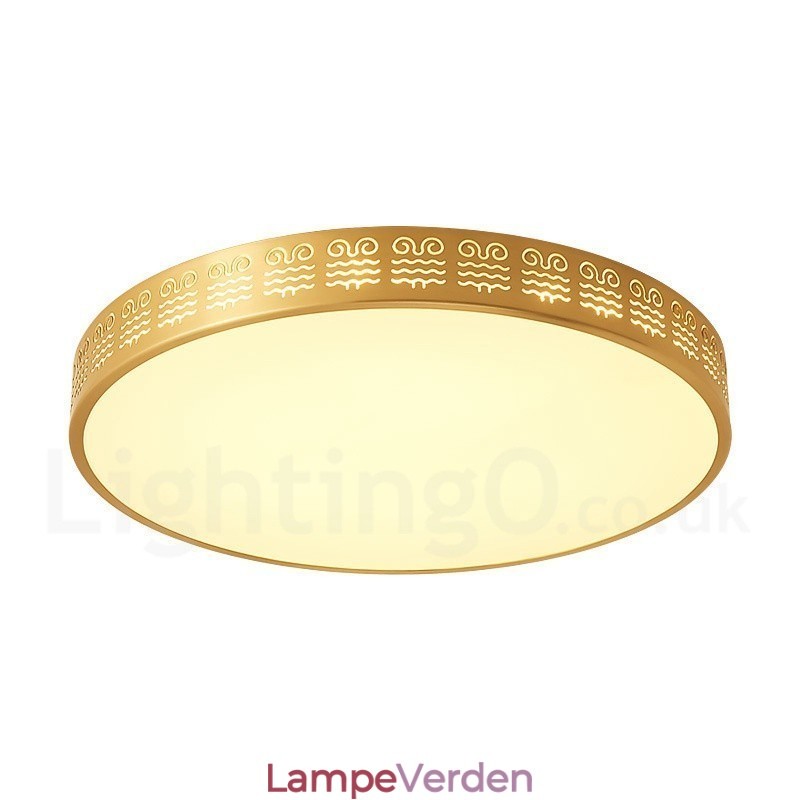 Rund ren messing moderne moderne nordisk stil flush-mount loftslampe med akrylskærm