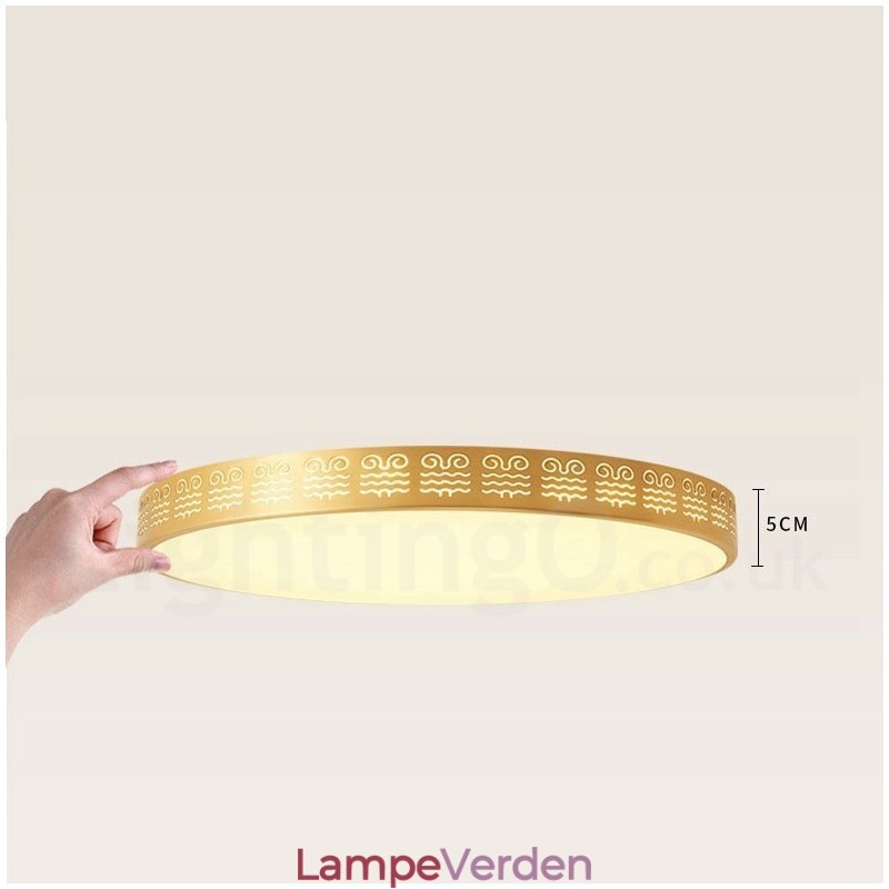 Rund ren messing moderne moderne nordisk stil flush-mount loftslampe med akrylskærm