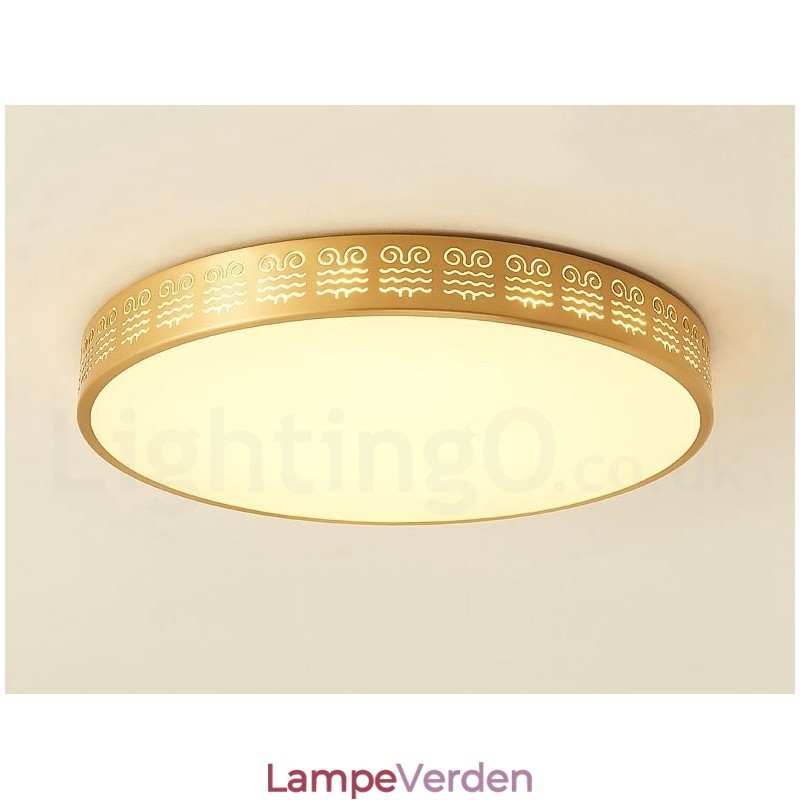 Rund ren messing moderne moderne nordisk stil flush-mount loftslampe med akrylskærm