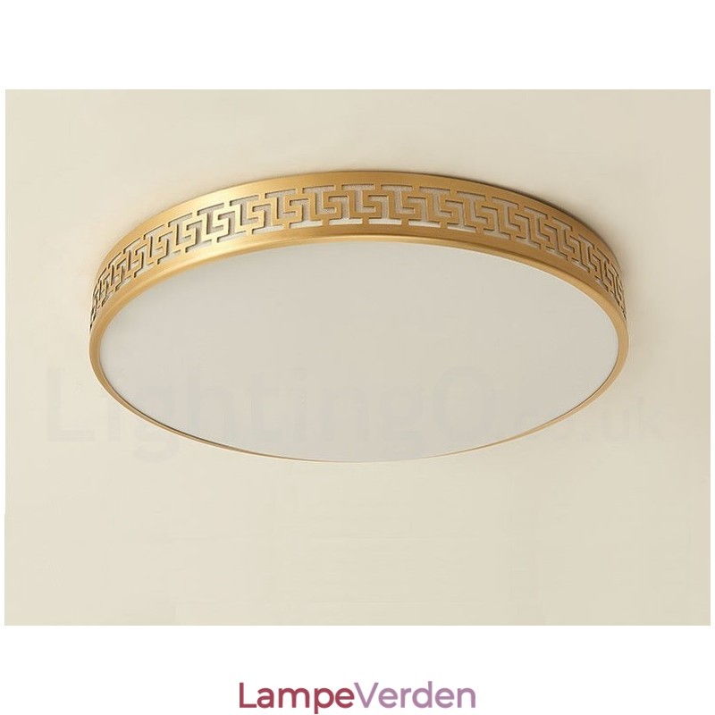 Rund ren messing moderne moderne nordisk stil flush-mount loftslampe med akrylskærm