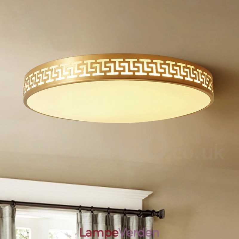 Rund ren messing moderne moderne nordisk stil flush-mount loftslampe med akrylskærm