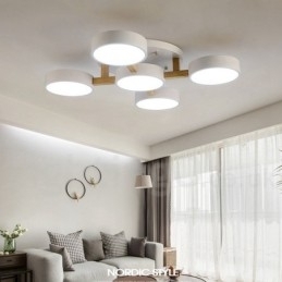 Trælysekrone moderne moderne nordisk stil flush-mount loftslampe med akrylskærm
