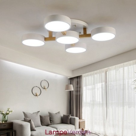 Trælysekrone moderne moderne nordisk stil flush-mount loftslampe med akrylskærm Trælysekrone moderne moderne nordisk stil flush-mount loftslampe med akrylskærm