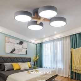 Trælysekrone moderne moderne nordisk stil flush-mount loftslampe med akrylskærm